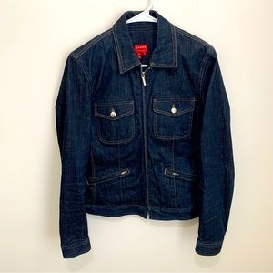 Chaps Denim Jacket Womens Medium Dark Wash Zipper